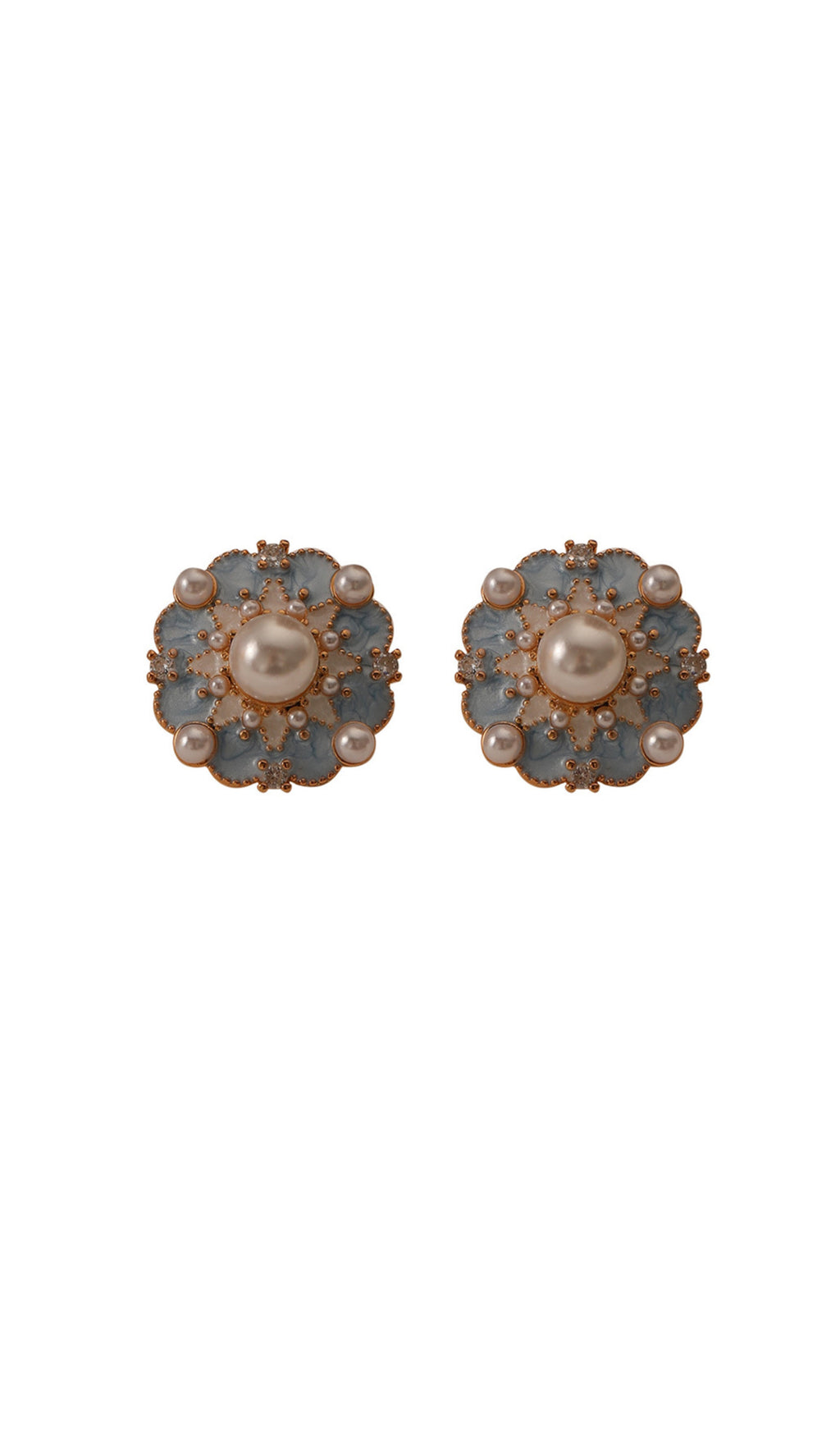 Céleste - Blue Flower Pearl Earrings