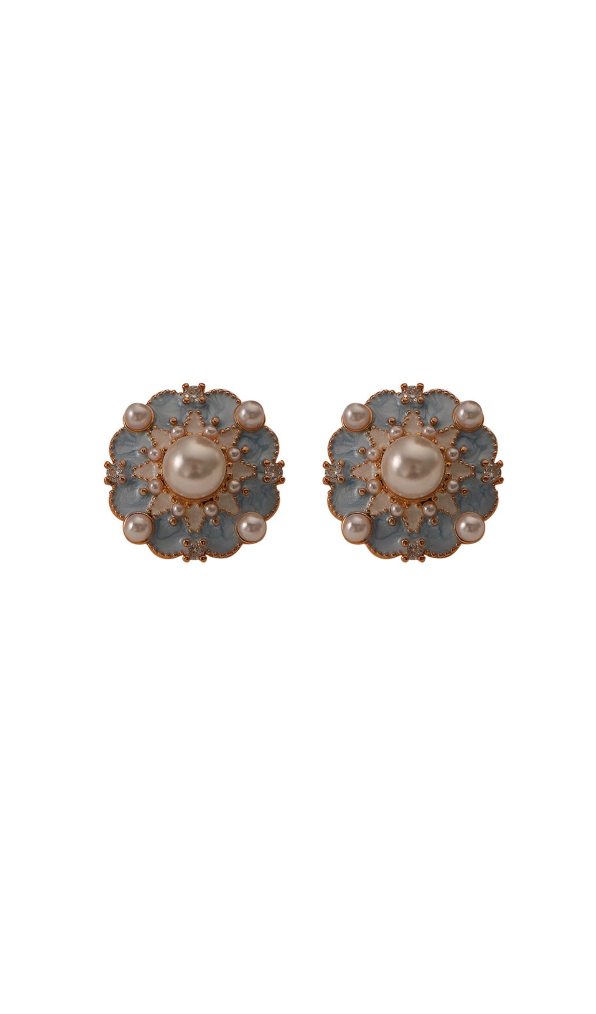 Céleste - Blue Flower Pearl Earrings
